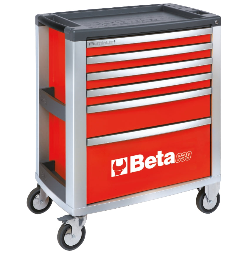 C39-6/R-MOBILE ROLLER CAB 6 DRAWERS RED