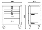 C39-7/G-MOBILE ROLLER CAB 7 DRAWERS GREY