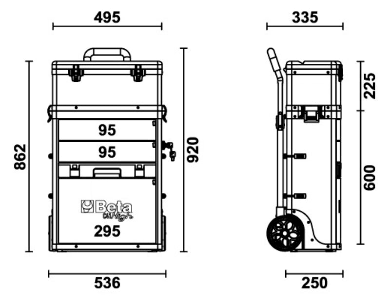C41H-B-TWO-MODULE TOOL TROLLEY BLUE