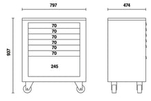 C55C7-MOBILE ROLLER CAB WITH 7 DRAWERS
