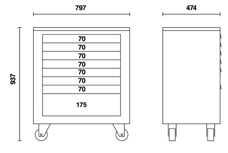 C55C8-ROLLER CAB MODULE WITH 8 DRAWERS