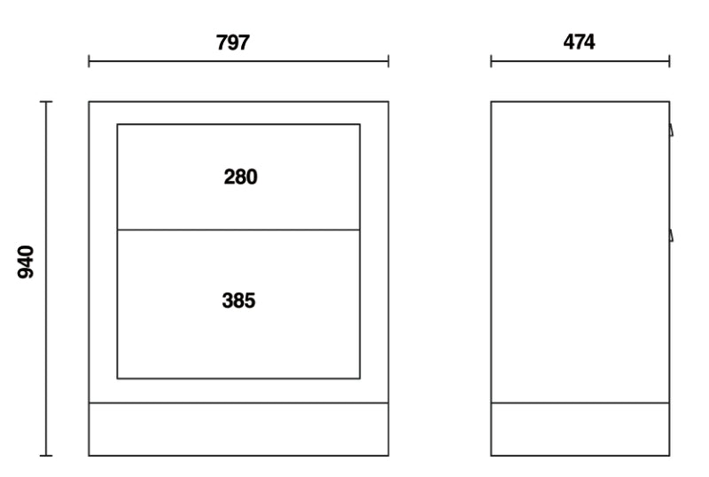 C55M2-FIXED MODUL WITH 2 DRAWERS