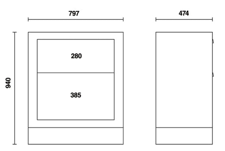 C55M2-FIXED MODUL WITH 2 DRAWERS