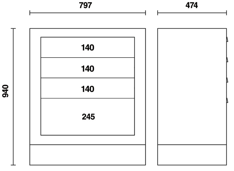 C55M4-FIXED MODULE WITH 4 DRAWERS