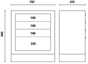 C55M4-FIXED MODULE WITH 4 DRAWERS
