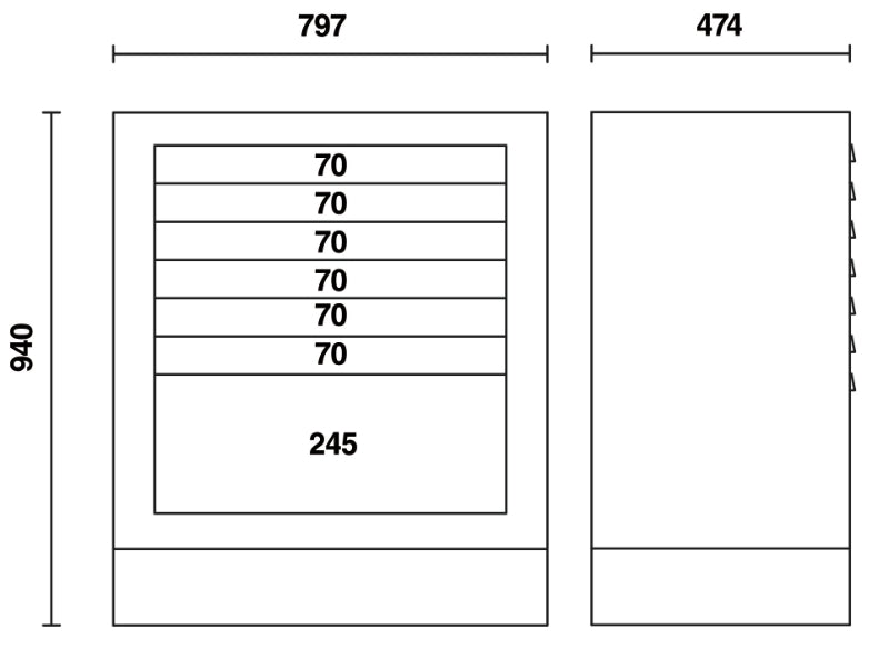 C55M7-FIXED MODULE WITH 7 DRAWERS