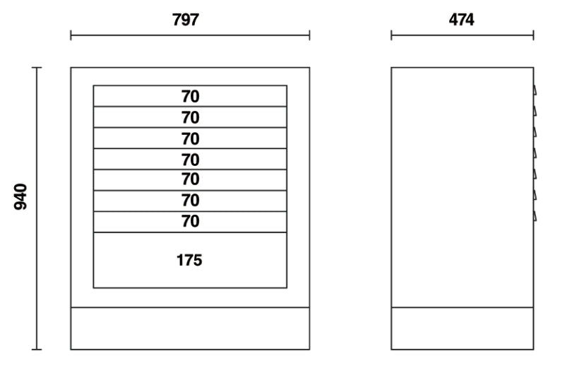 C55M8-FIXED MODULE WITH 8 DRAWERS