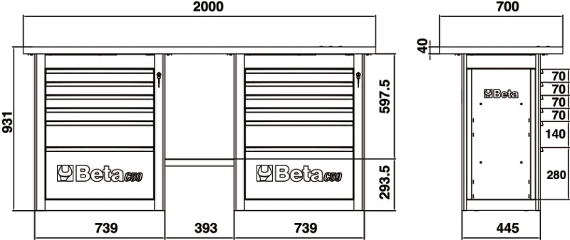 C59B-A-ENDURANCE WORKBENCH 6 DRAWERS