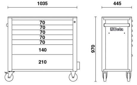 RSC24AXL/7-R-MOBILE ROLLER CAB 7 DRAWERS