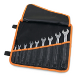 42MP/B9 - Set of 9 combination wrenches, bright chrome-plated, in roll-up wallet made of durable polyester