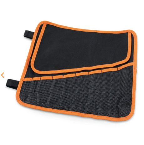 42MP/B9 - Set of 9 combination wrenches, bright chrome-plated, in roll-up wallet made of durable polyester